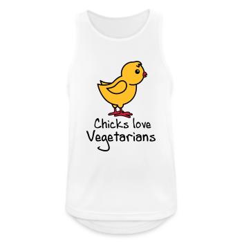 Vegetarier - Männer Tank Top atmungsaktiv - Weiß - Vorne - Nick (188cm)