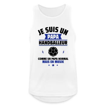 Cadeau fête des pères, Papa handballeur au top - Débardeur respirant Homme - blanc - Devant - Nick (188cm)