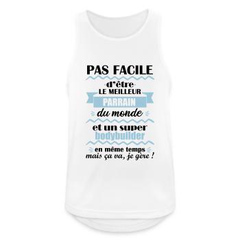 parrain bodybuilder, cadeau bodybuilding, muscu - Débardeur respirant Homme - blanc - Devant - Nick (188cm)