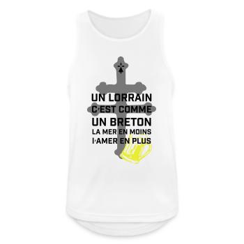 Croix lorraine et chope jaune - Débardeur respirant Homme - blanc - Devant - Nick (188cm)
