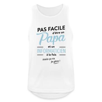 Papa informaticien - Débardeur respirant Homme - blanc - Devant - Nick (188cm)