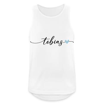 Tobias Nom Calligraphie Police - Débardeur respirant Homme - blanc - Devant - Nick (188cm)