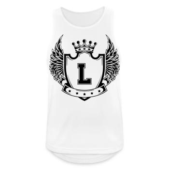 Wappen L - Männer Tank Top atmungsaktiv - Weiß - Vorne - Nick (188cm)