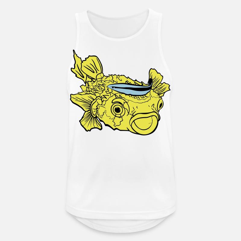 Igelfisch Kugelfisch Putzerlippfisch - Männer Tank Top atmungsaktiv - Weiß
