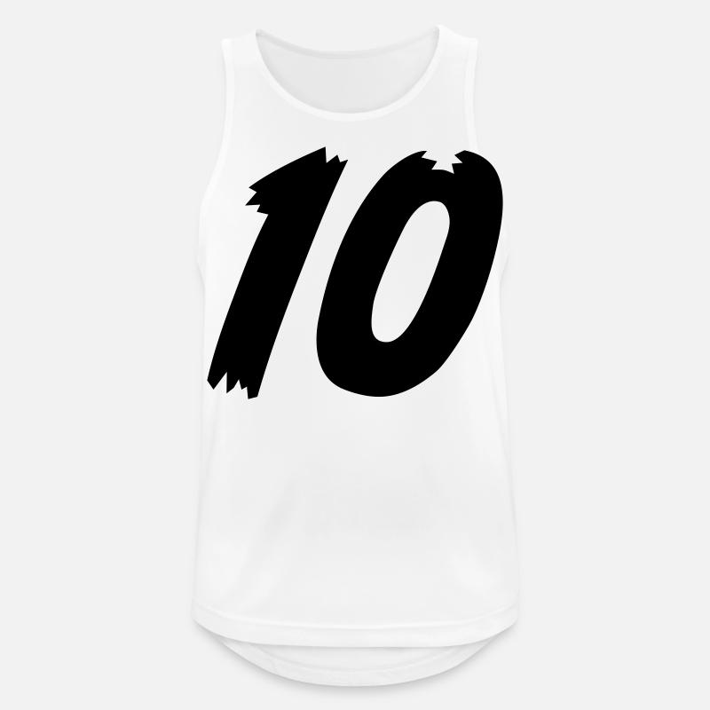 Nummer 10 - Männer Tank Top atmungsaktiv - Weiß