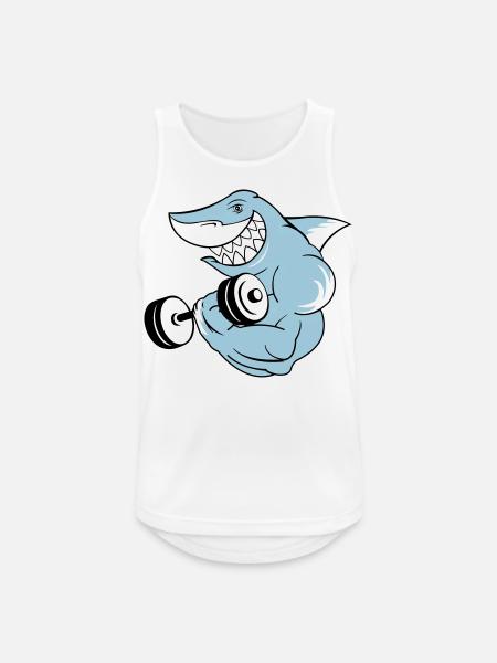 shark_bodybuilder - Débardeur respirant Homme - blanc