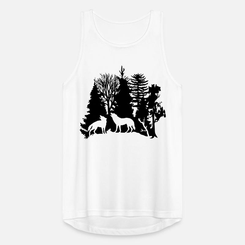 wolf raubtier rudel wald baum bäume wild tier wolf Männer Tank Top atmungsaktiv