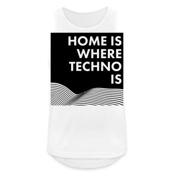 HOME IS WHERE TECHNO IS - Débardeur respirant Homme - blanc - Devant - Nick (188cm)