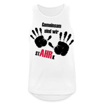 We AHR together | Ahrtal Hochwasser SolidAHRität - Männer Tank Top atmungsaktiv - Weiß - Vorne - Nick (188cm)