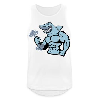 Haltère de musculation requin requin 1 - Débardeur respirant Homme - blanc - Devant - Nick (188cm)