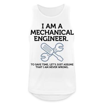 Ich bin Ingenieur und ich habe immer Recht! - Männer Tank Top atmungsaktiv - Weiß - Vorne - Nick (188cm)