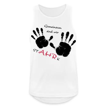 We AHR together | Ahrtal Hochwasser SolidAHRität - Männer Tank Top atmungsaktiv - Weiß - Vorne - Nick (188cm)