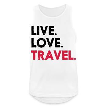 LIVE. LOVE. TRAVEL. - Débardeur respirant Homme - blanc - Devant - Nick (188cm)