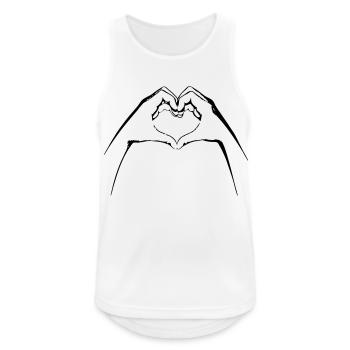 Handgestik Herz - Männer Tank Top atmungsaktiv - Weiß - Vorne - Nick (188cm)