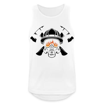 Casque et protection respiratoire avec haches croisées Pompiers - Débardeur respirant Homme - blanc - Devant - Nick (188cm)
