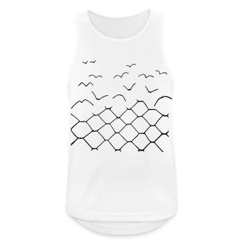 Maschendrahtzaun Vögel - Männer Tank Top atmungsaktiv - Weiß - Vorne - Nick (188cm)
