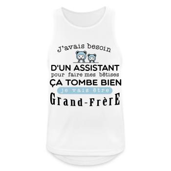 Bientot Grand-Frêre Bétise - Débardeur respirant Homme - blanc - Devant - Nick (188cm)