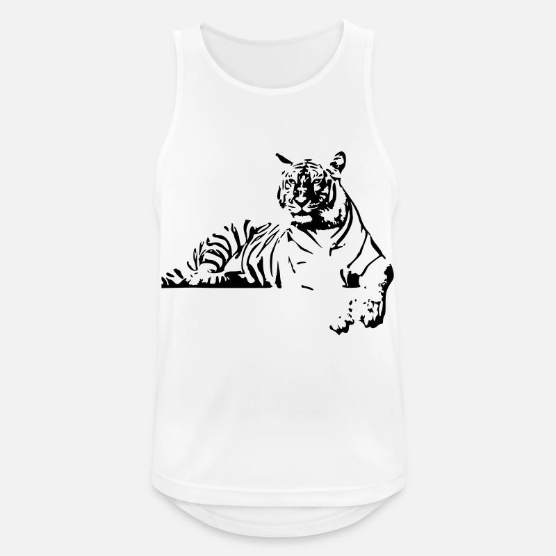 Tiger in Ruhe - Shere Khan - Männer Tank Top atmungsaktiv - Weiß