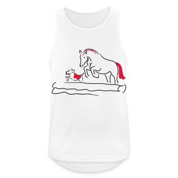 Springpferd mit Hund - Männer Tank Top atmungsaktiv - Weiß - Vorne - Nick (188cm)