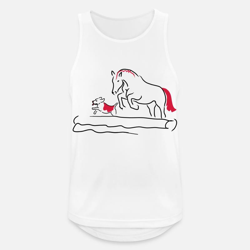 Springpferd mit Hund - Männer Tank Top atmungsaktiv - Weiß