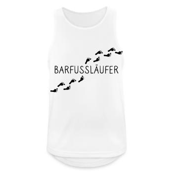Barfußläufer; für Läufer die barfuß laufen - Männer Tank Top atmungsaktiv - Weiß - Vorne - Nick (188cm)