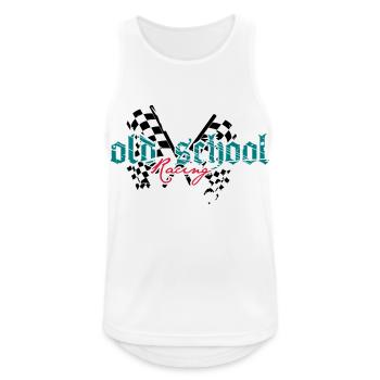 old school racing - Männer Tank Top atmungsaktiv - Weiß - Vorne - Nick (188cm)