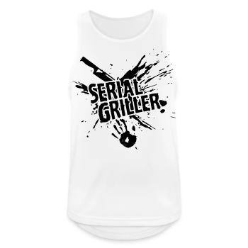 SERIAL GRILLER - GRILLEN - Männer Tank Top atmungsaktiv - Weiß - Vorne - Nick (188cm)