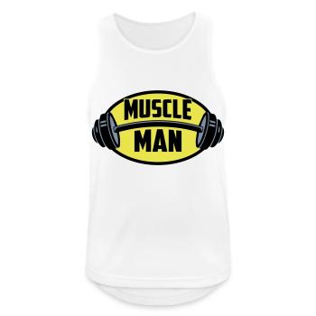 Farben änderbar | Muscle Man Logo - Männer Tank Top atmungsaktiv - Weiß - Vorne - Nick (188cm)
