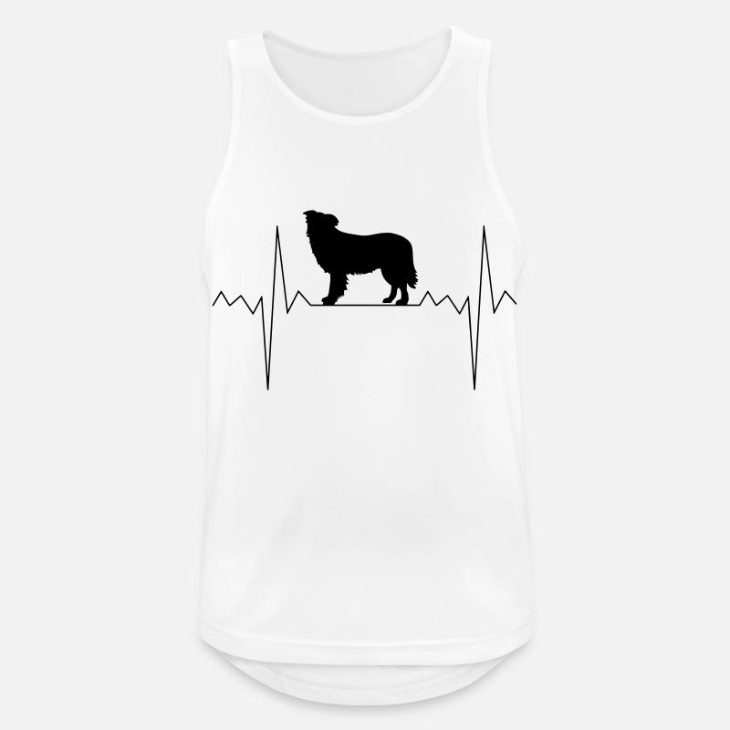 Herzschlag Herzfrequenz Border Collie - Männer Tank Top atmungsaktiv - Weiß