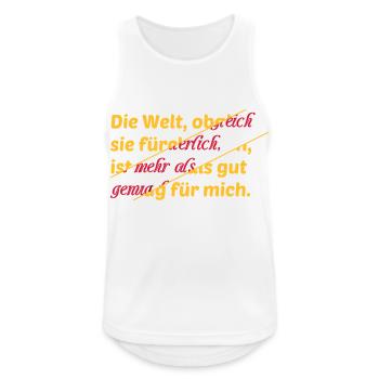 Welt Spruch Abstrakt Schrift farbig Geschenkidee - Männer Tank Top atmungsaktiv - Weiß - Vorne - Nick (188cm)