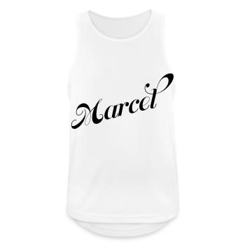 Marcel - Männer Tank Top atmungsaktiv - Weiß - Vorne - Nick (188cm)