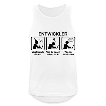 Entwickler - What my friends think I do - Männer Tank Top atmungsaktiv - Weiß - Vorne - Nick (188cm)