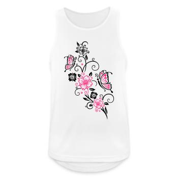 Kirschblüten und Schmetterlinge, Frühlingsblüten. - Männer Tank Top atmungsaktiv - Weiß - Vorne - Nick (188cm)