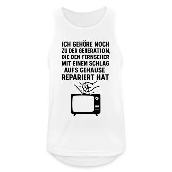 Generation Television Réparation TV - Débardeur respirant Homme - blanc - Devant - Nick (188cm)