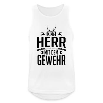 Jäger - der Herr mit dem Gewehr - Männer Tank Top atmungsaktiv - Weiß - Vorne - Nick (188cm)