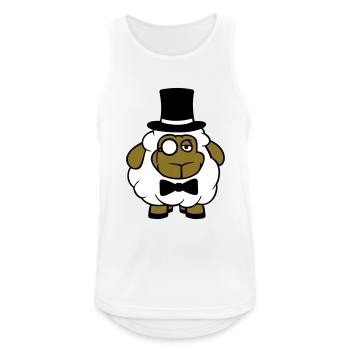 mouton M. Gentleman chapeau haut de forme Monocle lunettes - Débardeur respirant Homme - blanc - Devant - Nick (188cm)