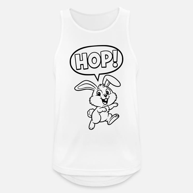 HOP! Bunny Jumping Outline Comic - Men's Breathable Tank Top - white