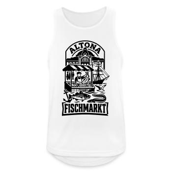Fischmarkt Hamburg Altona - Männer Tank Top atmungsaktiv - Weiß - Vorne - Nick (188cm)