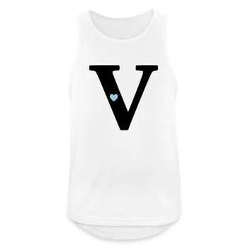 Buchstabe V Anfangsbuchstabe - Männer Tank Top atmungsaktiv - Weiß - Vorne - Nick (188cm)