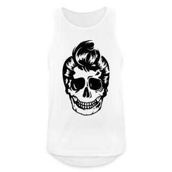 Totenkopf mit 50er Jahre Frisur Rockabilly Styl - Männer Tank Top atmungsaktiv - Weiß - Vorne - Nick (188cm)