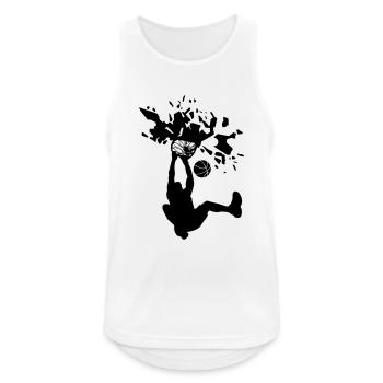 basketball slam dunk smash panier de basketball - Débardeur respirant Homme - blanc - Devant - Nick (188cm)
