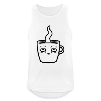 Müde Kaffeetasse Gesicht - Männer Tank Top atmungsaktiv - Weiß - Vorne - Nick (188cm)