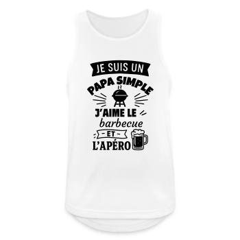 Papa simple barbecue cadeau fête des pères - Débardeur respirant Homme - blanc - Devant - Nick (188cm)