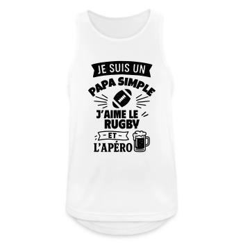 Papa simple rugby idée cadeau fête des pères - Débardeur respirant Homme - blanc - Devant - Nick (188cm)