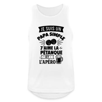 Papa simple pétanque idée cadeau fête des pères - Débardeur respirant Homme - blanc - Devant - Nick (188cm)
