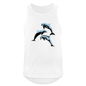 Delfin, Delfine - Dolphin - Männer Tank Top atmungsaktiv - Weiß - Vorne - Nick (188cm)