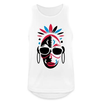 afrikanische Maske mit Sonnenbrille als Stencil - Männer Tank Top atmungsaktiv - Weiß - Vorne - Nick (188cm)