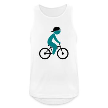 Un cycliste monte sur son vélo - Débardeur respirant Homme - blanc - Devant - Nick (188cm)