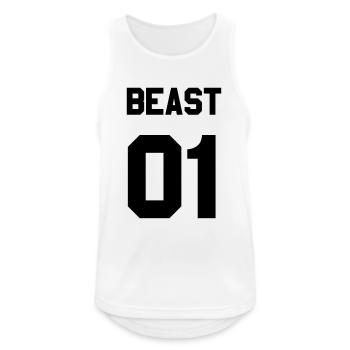 Beast 01 - Männer Tank Top atmungsaktiv - Weiß - Vorne - Nick (188cm)