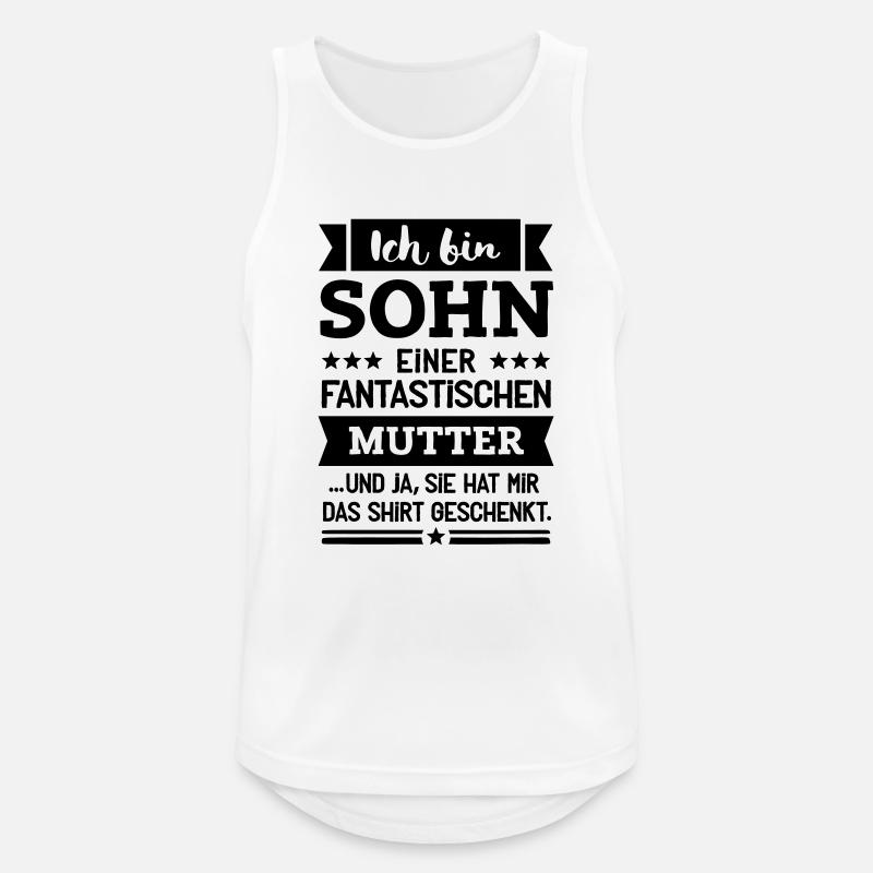Sohn und super Mutter - Männer Tank Top atmungsaktiv - Weiß